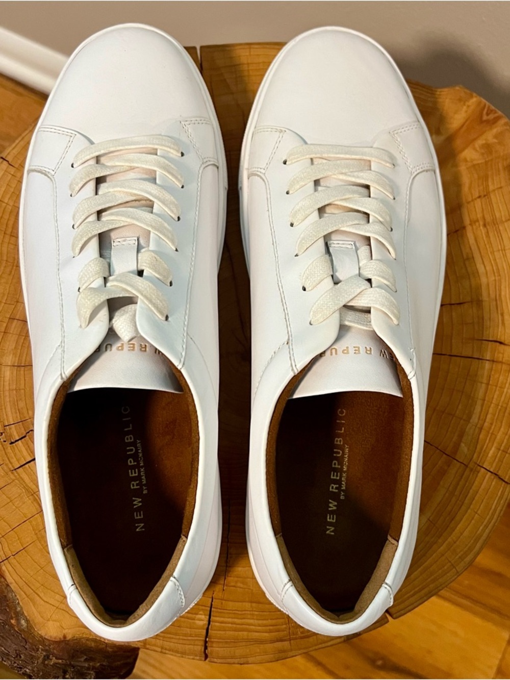 New Republic White Leather Lace-Up Men's Casual Sneakers Size 10.5 - Picture 6 of 9